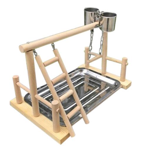 Support En Bois Pour Perroquet Centre D'activité Échelle Balançoire Plateau Tasse Perche Support De Jeu Pour Oiseaux | Jouets Pour Oiseaux