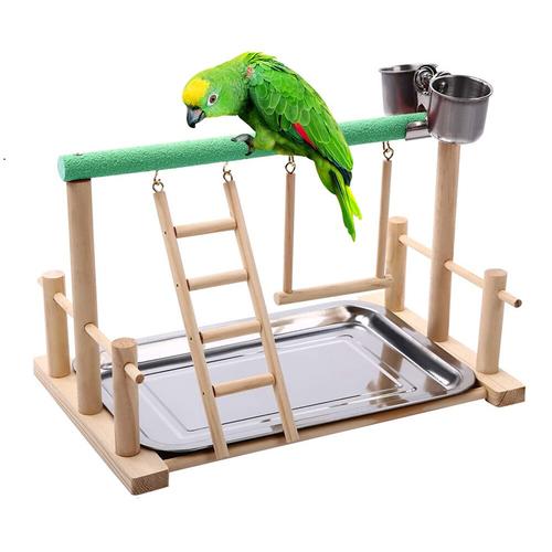 La Cage À Oiseaux De Centre D'activité De Jouet D'oiseau De Compagnie Se Tient Avec L'échelle De Perche D'oiseau Hamac Mangeoire Le Terrain De Jeu Pour Le Perroquet De Calopsitte |