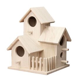 Nichoir Oiseaux Bois Maison Pour Oiseaux Extérieur - Boîte à Oiseaux Bleu, Nid Suspendu Jardin 19x14.5x25cm