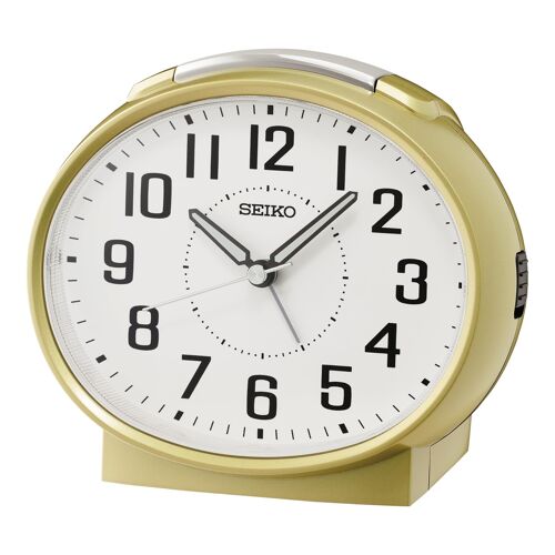 Réveil Seiko classique plastique doré cadran blanc