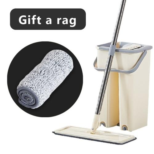 Vadrouille Squeeze avec seau égouttoir main libre outil de nettoyage ménager serpillière 360 rotation plat microfibre Spin Mop balai | vadrouilles
