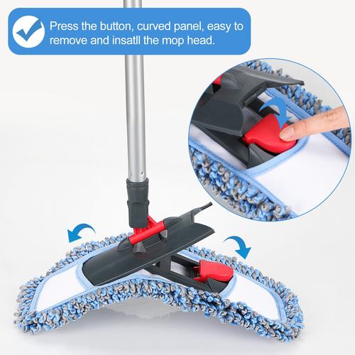 Vadrouille en microfibre BOOMJOY avec poignée en acier inoxydable réglable Chenille et tampon en polyester pour le nettoyage de la chambre à coucher |