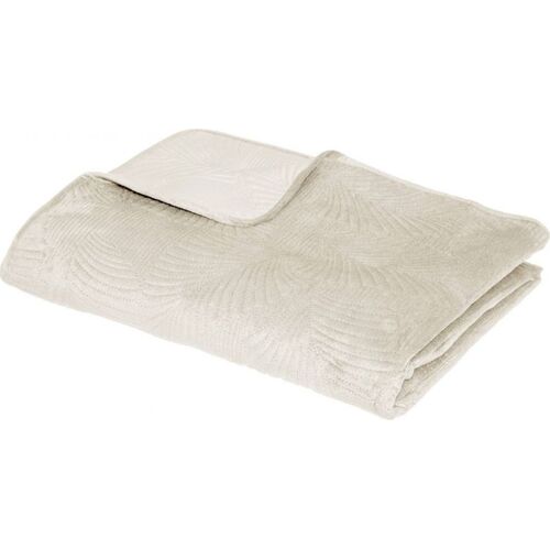 Dessus De Lit Delia Feuille Velours Blanc Ivoire 240x260cm Atmosphera Créateur D'Intérieur