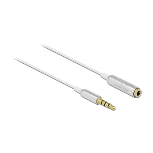 Delock - Audioverlängerungskabel - Stereo Mini-Klinkenstecker männlich zu Stereo Mini-Klinkenstecker weiblich - 50cm - White Silver (66072)