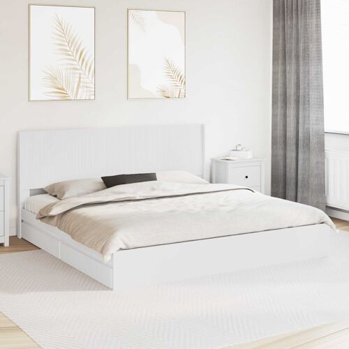 vidaXL Cadre de lit avec rangement et tête de lit Blanc 180 x 200 cm