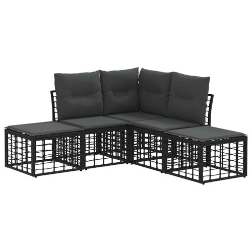 Vidaxl Ensemble De Canapés D'extérieur 4 Pcs Noir Polyester