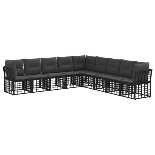 Vidaxl Ensemble De Canapés D'extérieur 9 Pcs Noir Polyester