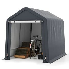 Abri De Rangement Extérieur 240 X 195 X 214cm Costway-Cadre En Métal Et Housse Tissu Pe Imperméable -Porte Enroulable-Terrasse,Cour