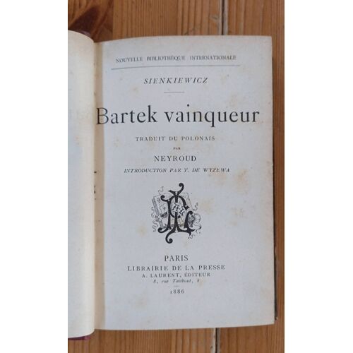 Sienkiewicz. Barket Vainqueur. Traduit Du Polonais Par Neyroud. 1886