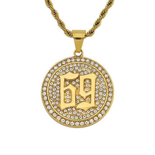 Or Couleur Glacé Chaîne Scie Rappeur Pendentif Collier Hommes Femmes Cadeau Hip Hop Acier Inoxydable Fête Bijoux | Pendentif Colliers