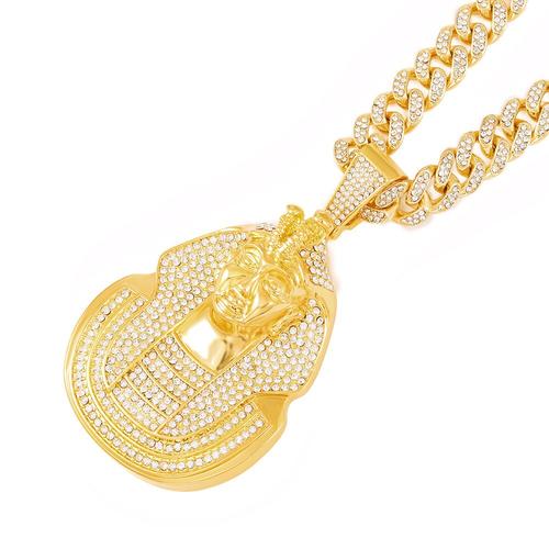 Hip Hop Populaire Énorme Pharaon Tête Pendentif Collier Hommes Cubain Chaîne Collier Or Couleur Pendentifs Bijoux Cadeau | Pendentif Colliers