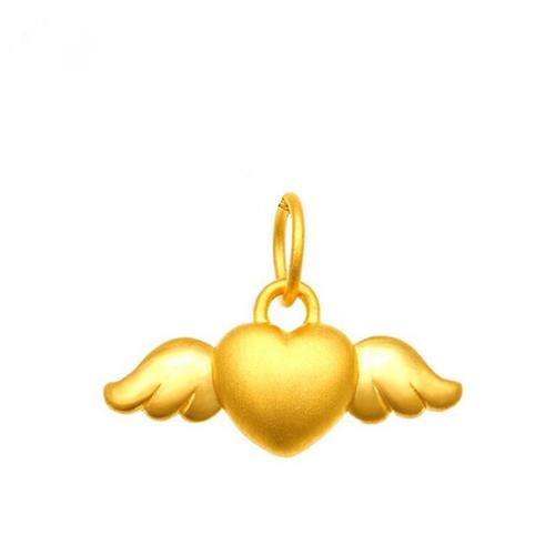 Chaîne Ange Coeur Forme Solide 24k 999 Pendentif En Or Pour Femmes Bijoux Fins D528 | Colliers