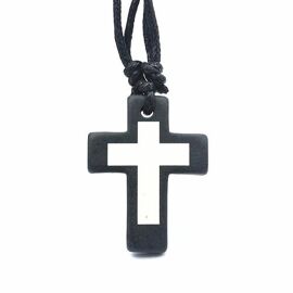 1 Pc Yak Os Croix Colliers Bijoux Résine Sculpté Christian Charmes Pendentifs Collier Corde De Cire