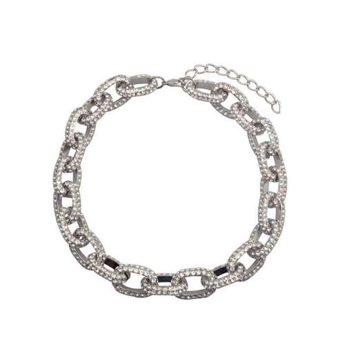 Collier Strass À La Mode Couleur Argent Lien Collier Chaîne Collier Ras Du Cou Pour Femmes Accessoires Bijoux De Mode | Colliers Ras Du Cou