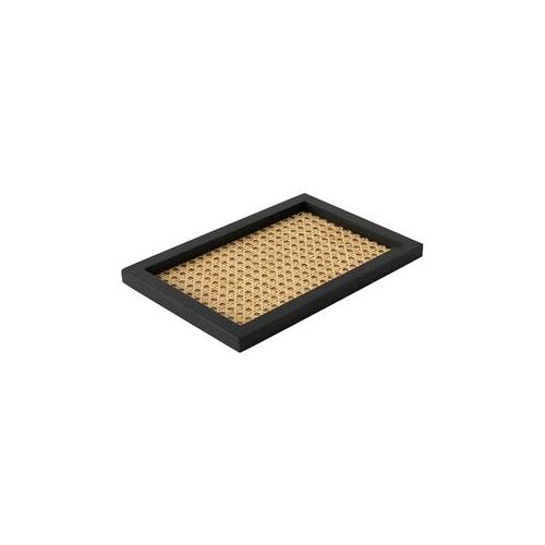 Accueil Nordic Rotin Tissé Plateau En Bois Fait À La Main Ins Vent Rectangulaire Géométrique Ornement Clé Plateau De Rangement | Plateaux De Rangement (Noir-Carré)