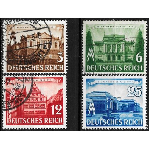 Allemagne, 3ème Reich 1941, Belle Série Complète Timbres Yvert 688 689 690 691, Foire De Leipzig, Neuf* / Oblitérés.