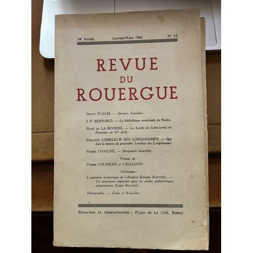 Revue Du Rouergue Janvier-Mars 1960 N°53