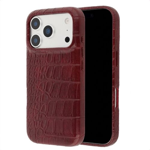 Selencia Coque arrière Croco avec MagSafe iPhone 17 Pro Burgundy