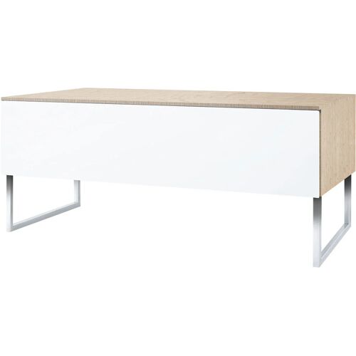 Norstone - Table double plateaux - Pour écrans plats jusqu'à 60'' - Fixable au mur - Modulable - Blanc/Chêne