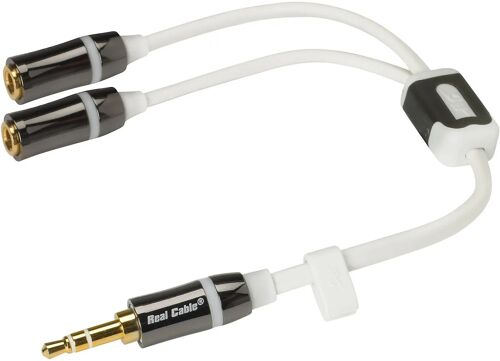 Real Cable EVOLUTION iPlug J35M2F - Répartiteur audio - mini-phone stereo 3.5 mm mâle pour mini-phone stereo 3.5 mm femelle - 20 cm - blindé - plat