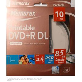 Memorex PRINTABLE10 x DVD+R DL 8.5 Go 2.4x spindle