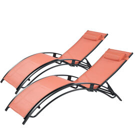 Lot De 2 Transats Ajustables Noir Et Terracota Cali