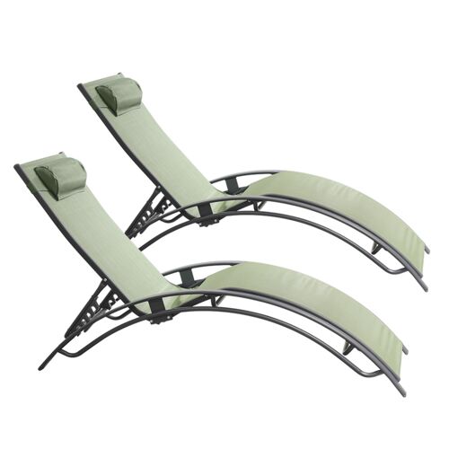 Lot De 2 Transats Ajustables Gris Et Kaki Cali