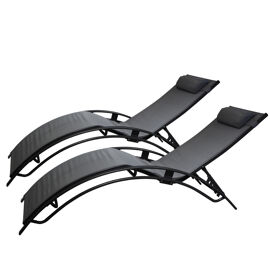 Lot De 2 Transats Ajustables Noir Et Gris Cali