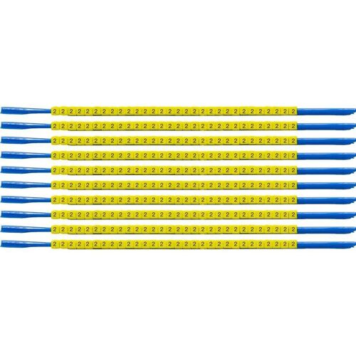 Brady, SCNG-07-2, Clipsleeve Drahtmarkierer, Gelb, Beschriftung " 2 ", für Kabeldurchmesser von 1,9 - 2,4 mm(300) (333002)
