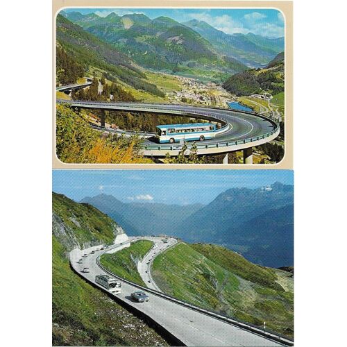 Suisse, Lot 2 Belles Cartes Postales Neuves, Route Du Saint Gotthard.
