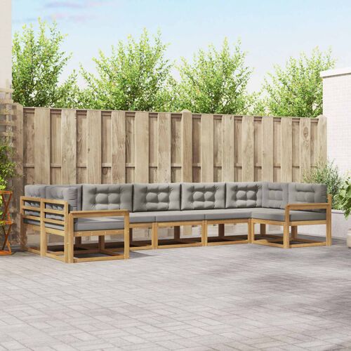 Vidaxl Ensemble De Canapés D'extérieur 7 Pcs Blanc Et Gris Clair