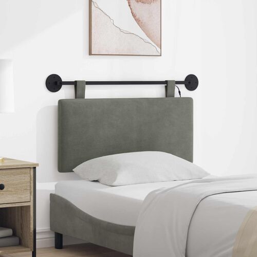 vidaXL Tête de lit suspendue Gris clair Tissu en velours côtelé