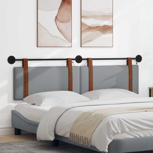 vidaXL Tête de lit suspendue Avec lumière LED Gris clair PU antique