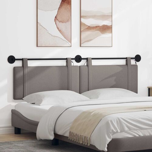 vidaXL Tête de lit suspendue Avec lumière LED Taupe Tissu