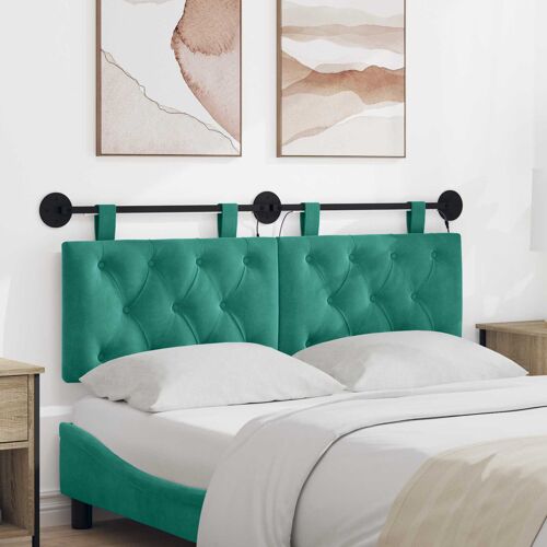 vidaXL Tête de lit suspendue Avec lumière LED Turquoise Velours