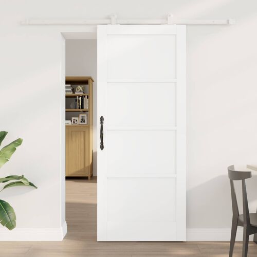 vidaXL Porte coulissante Blanc 83 x 202 cm Bois de pin massif