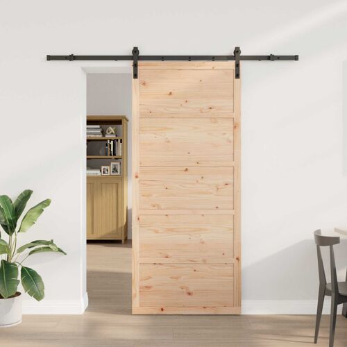 vidaXL Porte coulissante Naturel 90 x 208 cm Bois de pin massif