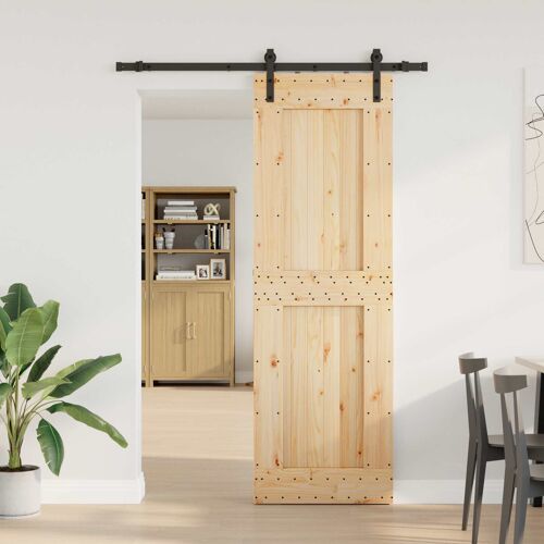 vidaXL Porte coulissante NARVIK Naturel et noir 70 x 210 cm (152,5 cm)