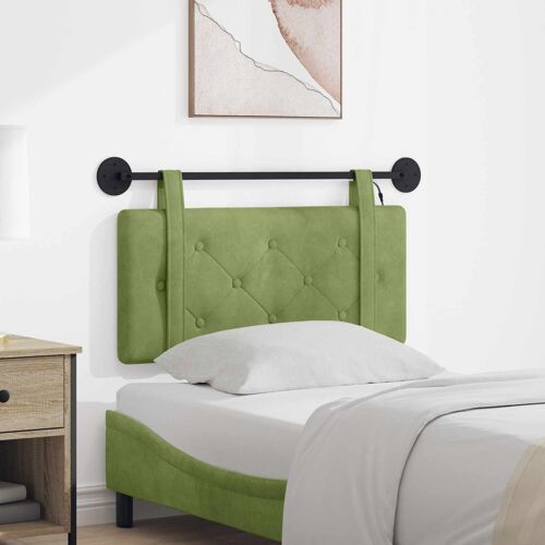vidaXL Tête de lit suspendue Avec lumière LED Vert clair Velours