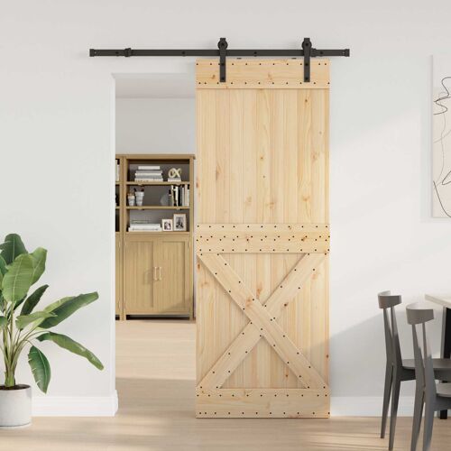 vidaXL Porte coulissante NARVIK Naturel et noir 85 x 210 cm (152,5 cm)