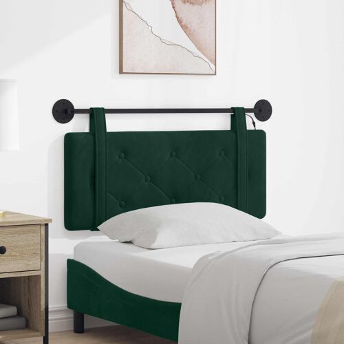 vidaXL Tête de lit suspendue Avec lumière LED Vert foncé Velours