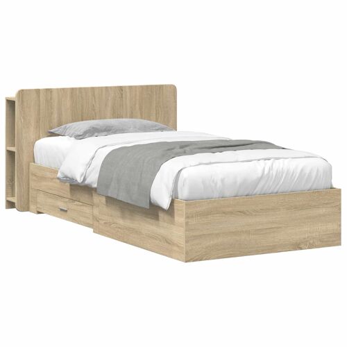 vidaXL Cadre de lit avec rangement Chêne Sonoma 90 x 190 cm