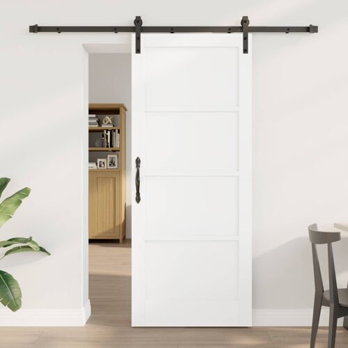 vidaXL Porte coulissante Blanc et noir 83 x 202 cm Bois de pin massif
