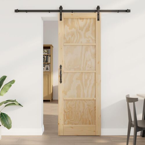 vidaXL Porte coulissante Naturel et noir 73,5 x 211 cm