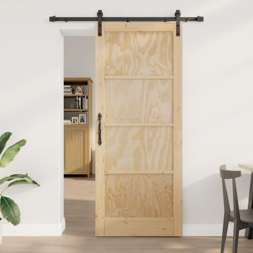 vidaXL Porte coulissante Naturel 86 x 211 cm Bois de pin massif