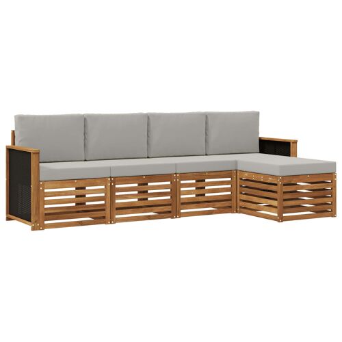 Vidaxl Ensemble De Canapés D'extérieur 5 Pcs Naturel Et Gris Clair