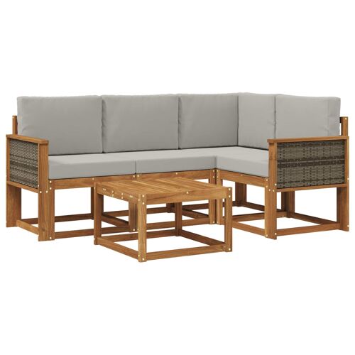 Vidaxl Ensemble De Canapés D'extérieur 5 Pcs Naturel Et Gris Clair