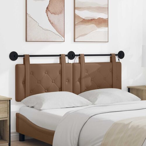 vidaXL Tête de lit suspendue Avec lumière LED Cappuccino Simili cuir