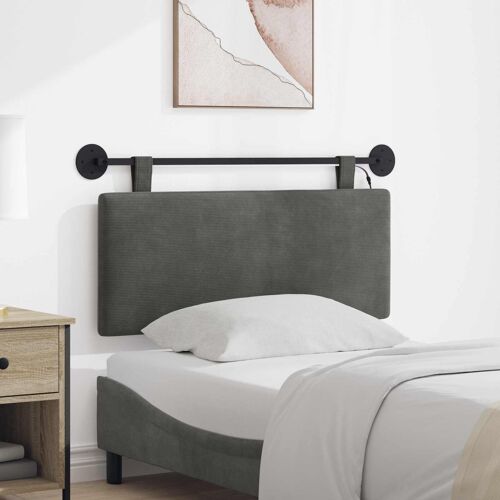 vidaXL Tête de lit suspendue Gris foncé Tissu en velours côtelé