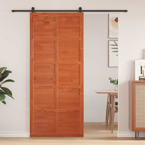 vidaXL Porte de grange Brun cire 90 x 2,5 x 208 cm Bois de pin massif